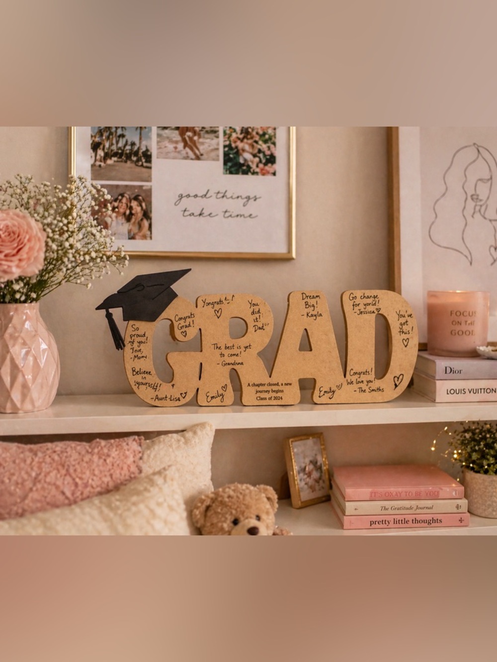 Hand crafted by me Wood “Grad” sign for collecting signatures